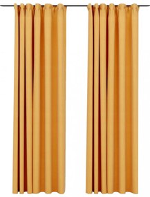 vidaXL 2 db sárga vászonhatású sötétítőfüggöny kampókkal 140 x 225 cm