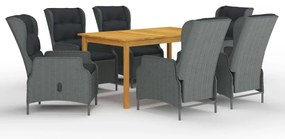 vidaXL 7 részes világosszürke kerti étkezőgarnitúra
