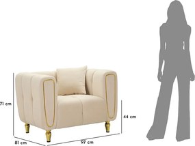 Krémszínű bársony fotel Alma – Mauro Ferretti