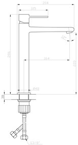 Invena Trend, magas mosdócsaptelep h-286, matt réz, INV-BU-02-W14-V