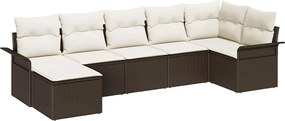 vidaXL Kerti Kanapé Szett párnával 7 pcs Barna polirattan
