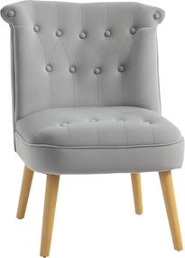 HOMCOM Kárpitozott Fotel Nappalihoz és Étkezőhöz, Fa Lábakkal és Bársonyos Hatású Szövettel, 60x66x79 cm, Szürke | Aosom