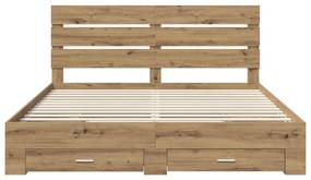 vidaXL Ágykeret fiókkal fejtámlával Artisan tölgy 180 x 200 cm Faanyag