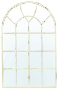 Casa Roma koptatott krémfehér boltíves fa fali tükör 119x76x3cm