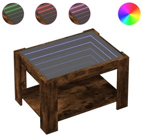 füstös tölgy szerelt fa dohányzóasztal LED-del 73 x 53 x 45 cm
