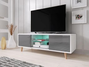 SWEDEN Tv szekrény fehér/fényes szürke