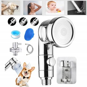 Zuhanyfej Zuhanyzáshoz 3 Üzemmód Rozsdamentes Acél Gumikefével