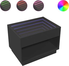 vidaXL fekete végtelen hatású LED-es dohányzóasztal 70 x 50 x 50 cm