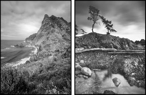 2db Poszterek fekete-fehér hegyek táj erdő 13x18