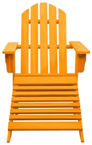Narancssárga tömör fenyőfa kerti Adirondack szék zsámollyal
