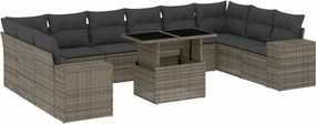 vidaXL 11 részes szürke polyrattan kerti ülőgarnitúra párnákkal