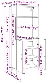 Széf Musta tammi 69.5 x 32.5 x 180 cm Faanyag