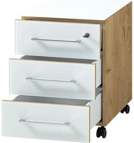 Fehér-natúr színű szekrény tölgyfa dekorral 40x55 cm Monteria – Germania