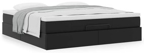 Ottomán ágykeret matraccal fekete 180x200cm műbőrrel