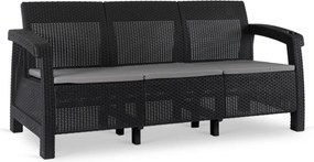 Kerti kanapé fekete színben, technorattan kivitelben FLINT