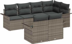 vidaXL Kerti Kanapé Szett párnával 7 pcs Szürke polirattan
