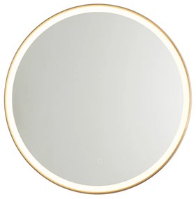 Fürdőszobai tükör rózsaszín arany 70 cm LED-del, 3 fokozatban dimmelhető, érintőgombos, kerek - Miral