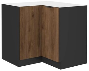Alsó sarok konyhaszekrény Monzesa 90x90 DN 2F BB (okapi dió + fekete) . 1096945