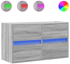 szürke sonoma színű fali TV-szekrény LED-del 80 x 31 x 45 cm