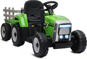 HOMCOM Elektromos gyerekautó, gyerek traktor, szülői távirányítóval, max. 6 km/h sebesség; zöld-fekete