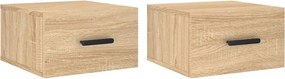 vidaXL 2 db sonoma tölgy falra szerelhető éjjeliszekrény 35x35x20 cm
