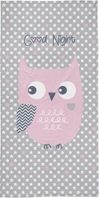 Strandtörölköző 70x140 Bagoly csillag szürke rózsaszín gyerek pamut