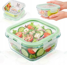 Négyzet alakú Lunchbox 510 ml Magas Hőmérsékletnek Ellenálló Üvegtartály