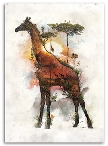 Gario Vászonkép Zsiráf és Afrika a háttérben - Barrett Biggers Méret: 70 x 100 cm