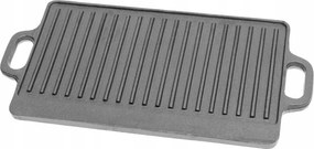 Öntöttvas Grillserpenyő Szürke 46 X 23 CM Grillezéshez És Sütéshez