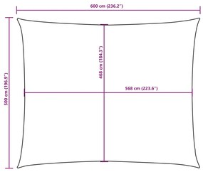 krémszínű téglalap alakú oxford-szövet napvitorla 5 x 6 m