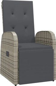 vidaXL szürke dönthető háttámlás polyrattan kerti szék párnával