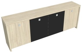 Verno alacsony szekrény 248 x 46 x 90 cm, kombinált ajtó, akác / fekete