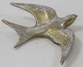 Koptatott fém fecske faldekoráció patinás óarany 17x14x3cm