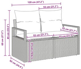 vidaXL Kerti Kanapé Szett párnával tárolóval 6 pcs Fekete polirattan