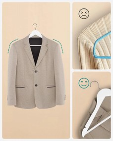 Faakasztók, 10 db -os csúszásmentes vállfák, fehér