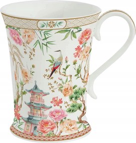 Porcelán bögre 300 ml nyári mintás pasztell virág motívum díszdoboz