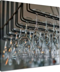 Vászonkép 50x50 Lógó poharak a bárban