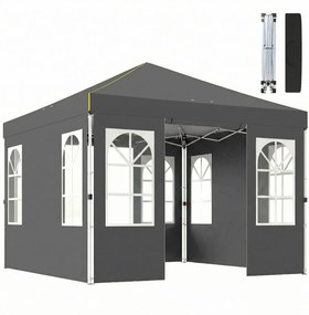 Outsunny 3 x 3 m vízálló pop-up pavilon — összecsukható kerti parti sátor, téltűrő, egygombos gyors beállítás, UV50+, oldalfalakkal és rögzítő készlet