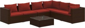 7 részes barna polyrattan kerti ülőgarnitúra párnákkal