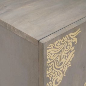 Széf polcokkal Szürke és Arany 60 x 33 x 75 cm Tömör mangófa