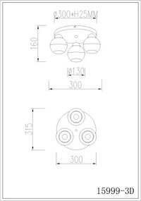 GLOBO 15999-3D RAGUSA Modern Mennyezeti Lámpa IP20