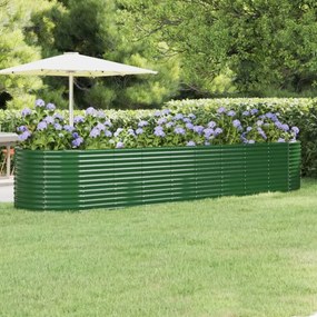 Zöld porszórt acél kerti ültetőláda 396 x 100 x 68 cm
