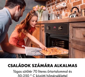 Klarstein Elizabeth, beépített sütő, retró dizájn, 6 funkció, 50 - 250 ° C, fekete