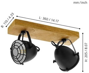 Eglo 44092 - GATEBECK spotlámpa 2xE14/40W/230V