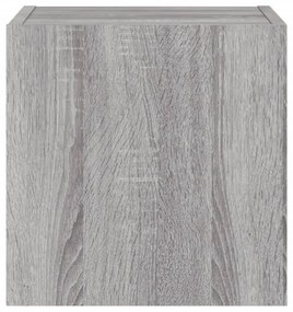 2 db szürke sonoma fali TV-szekrény LED-ekkel 30,5x35x30 cm