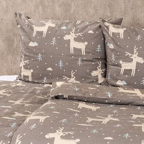 4Home Happy reindeer flanel ágyneműhuzat, 140 x 220 cm, 70 x 90 cm