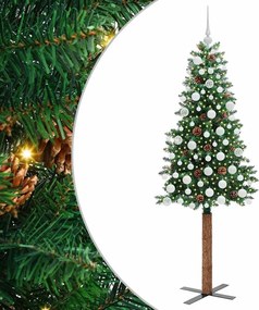 vidaXL Karcsú karácsonyfa 300 LED-del Zöld 180 cm PVC és tömör fenyőfa