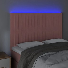 rózsaszín bársony LED-es fejtámla 144x5x118/128 cm