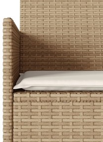 bézs polirattan 2 személyes kerti kanapé asztallal és párnákkal