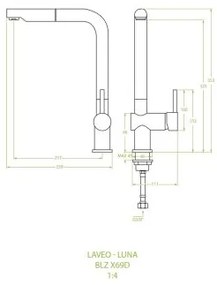 Laveo Luna, álló konyhai csaptelep h-353, fehér, LAV-BLZ_669D